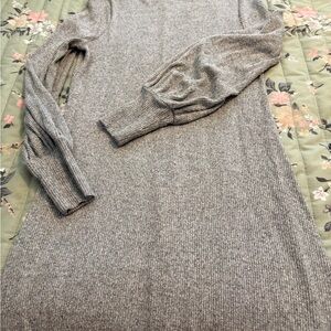 Express Heather Gray Ribbed Knit Top
